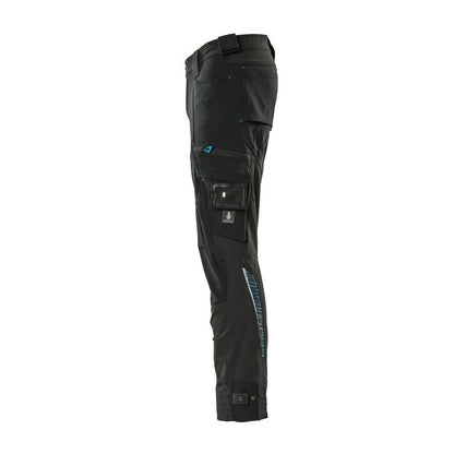 Housut polvitaskuilla Dyneema, stretch housut, musta