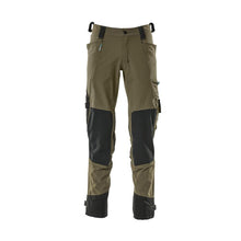 Dyneema-housut polvitaskuilla, joustavat housut, sammalvihreä