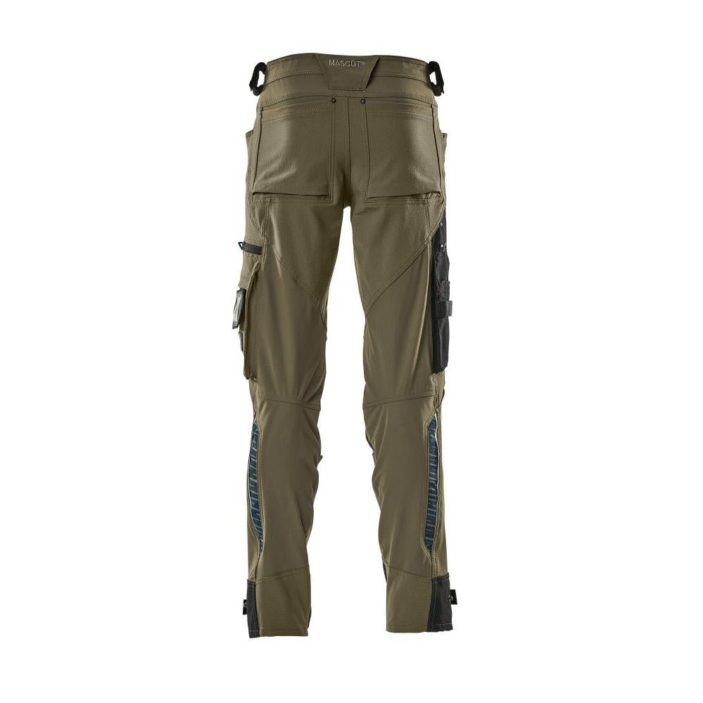 Dyneema-housut polvitaskuilla, joustavat housut, sammalvihreä