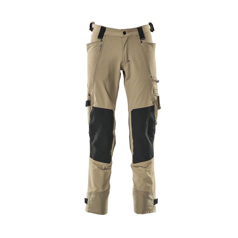Dyneema-housut polvitaskuilla, joustavat housut, vaalea khaki