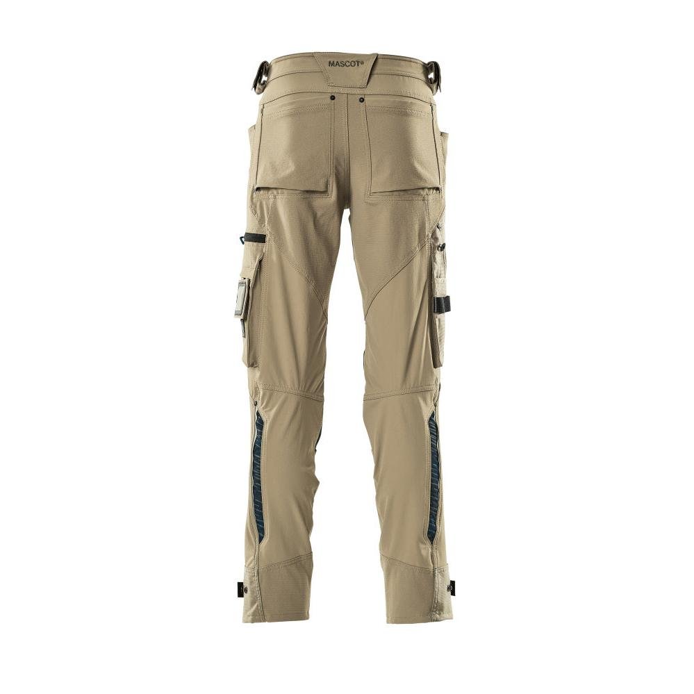 Dyneema-housut polvitaskuilla, joustavat housut, vaalea khaki