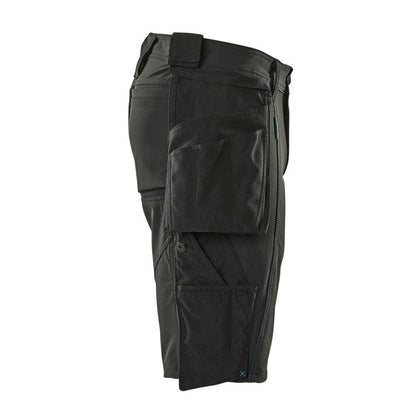 Shortsit, irrotettavat riipputaskut, joustavat craftsman shortsit, mustat