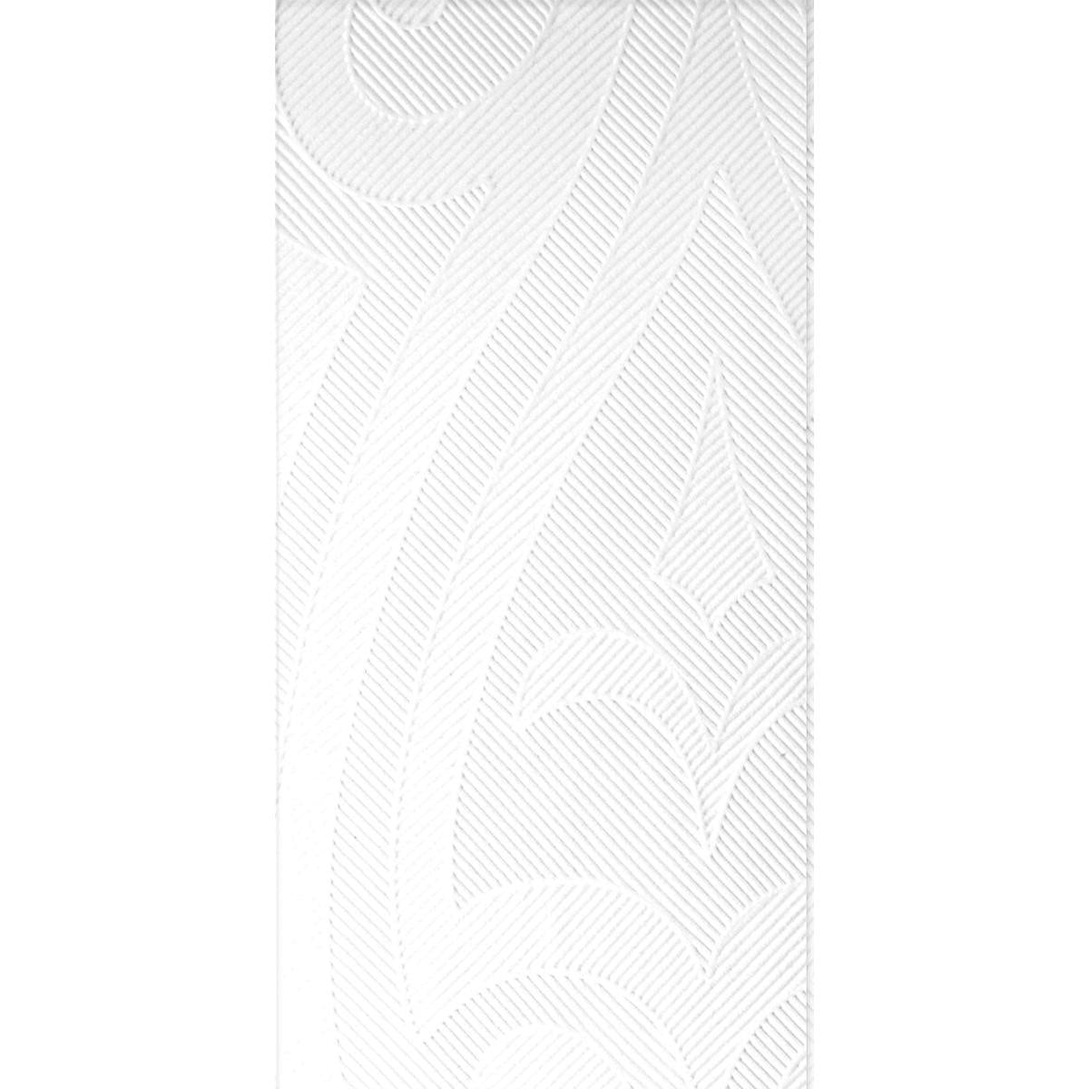 Lähikuva valkoisesta Elegance-lautasliinasta, Duni GmbH:n 48x48 cm lautasliinoista, joissa on kohokuvioitu geometrinen liljakuvio - ihanteellinen pöytäkoristeluun. Pakkaus sisältää 40 lautasliinaa.