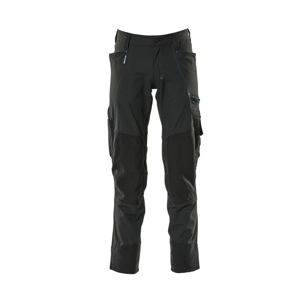 Housut polvitaskuilla, joustavat, kevyet housut, mustat