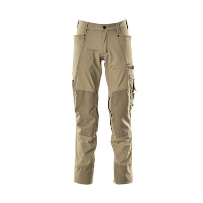 Housut polvitaskuilla, stretch, vaaleat housut, vaalea khaki