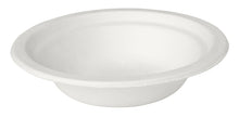 Der Suppenteller 450 ml Bagasse von Duni GmbH ist ein schlichter, weißer, biologisch abbaubarer Suppenteller mit breitem Rand und geringer Tiefe, aufgenommen vor weißem Hintergrund.