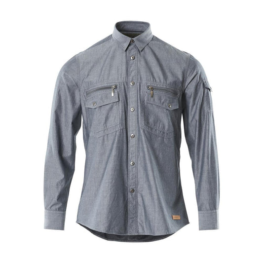 Chambray paita verkkovuorella, pesty tumma denim