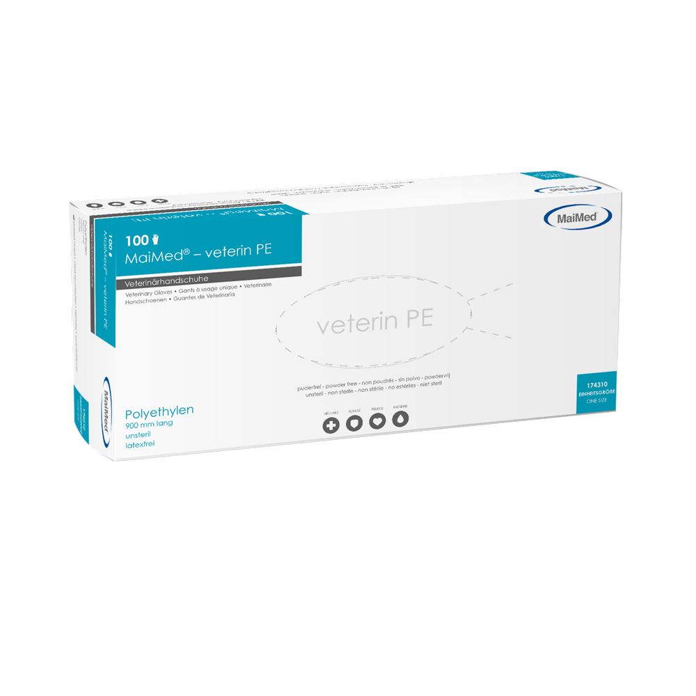 MaiMed-veterin PE eläinlääkärikäsineet 90cm, oranssi, 100 kpl/laatikko | Laatikko (100 kpl)