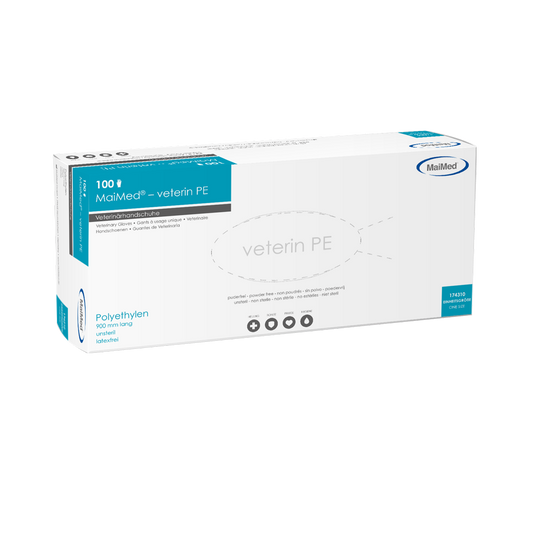 MaiMed-veterin PE eläinlääkärikäsineet 90cm, oranssi, 100 kpl/laatikko | Laatikko (100 kpl)