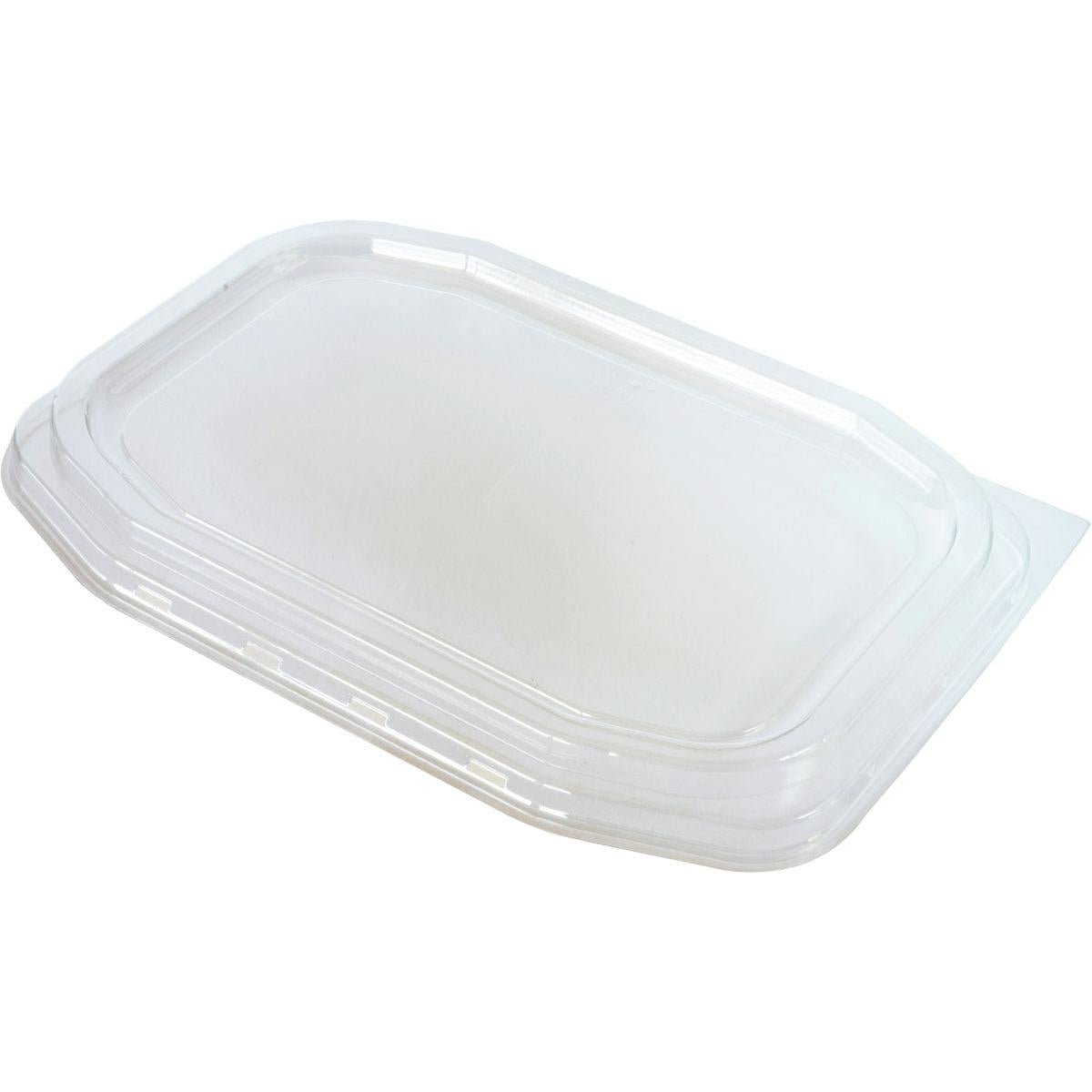 Läpinäkyvä APET-kansi PP-ruoka-astiolle HMR (221x154x14 mm) merkiltä Duni GmbH, pyöristetyillä kulmilla ja korotetulla reunalla, näkyy valkoisella taustalla. Pakkaus sisältää 312 kappaletta.