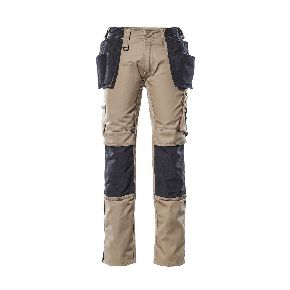 Housut riipputaskuilla, kevyet housut, vaalea khaki/musta