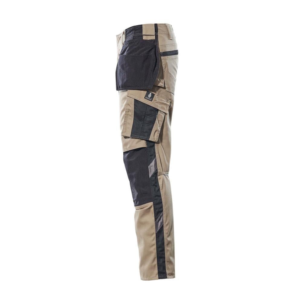 Housut riipputaskuilla, kevyet housut, vaalea khaki/musta
