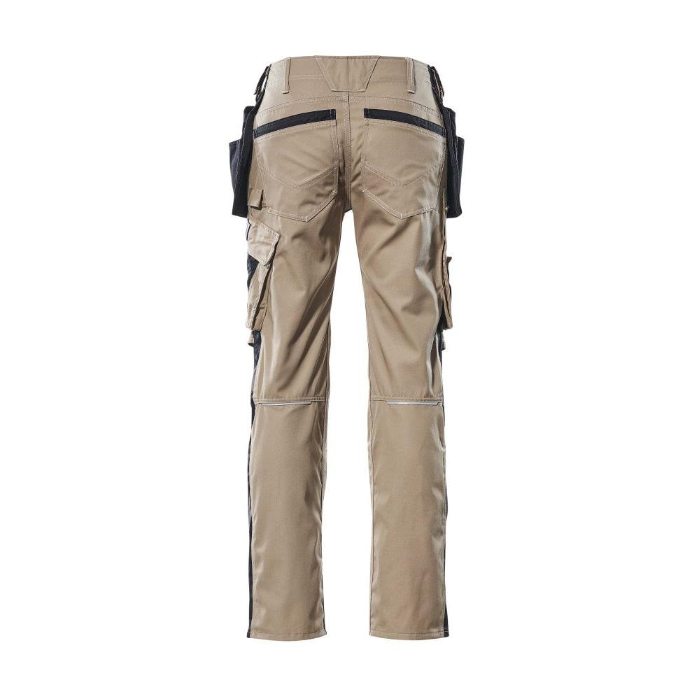 Housut riipputaskuilla, kevyet housut, vaalea khaki/musta
