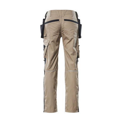 Housut riipputaskuilla, kevyet housut, vaalea khaki/musta