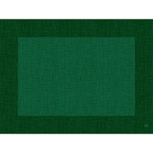 Geometrinen kuva, jossa on suuri vihreä neliö keskellä tummemmalla vihreällä taustalla, molemmissa risteävä viivarakennelma, inspiroituna Duni GmbH:n Linnea jägergrün Dunicel-pöytätableteista 30 x 40 cm (100 kappaletta) elegantisti katetulle pöydälle.