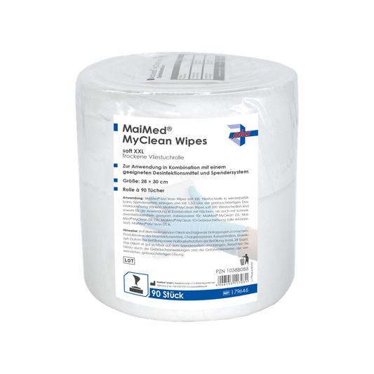 MaiMed MyClean Wipes pehmeät XXL desipyyhkeet, täyttö 90 arkkia, tyydyttymätön, 28x30cm | Pakkaus (90 arkkia)