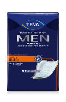 Tena -miehet aktiivisesti istuvuuden 3 kontinenssi -insertti | Pakkaus (16 kappaletta)
