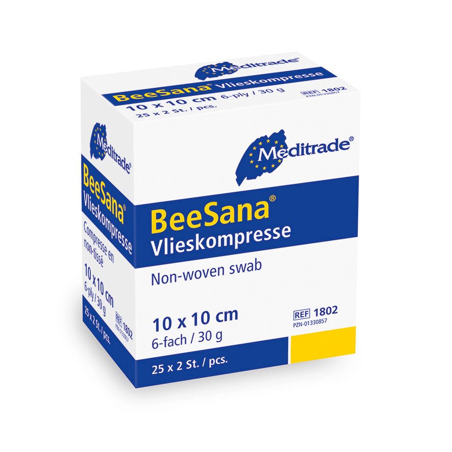 BeeSana® fleecepakkaus, steriili, 6-kertainen, 30 g, 10 x 10 cm, 2 kpl | Pakkaus (50 kpl)
