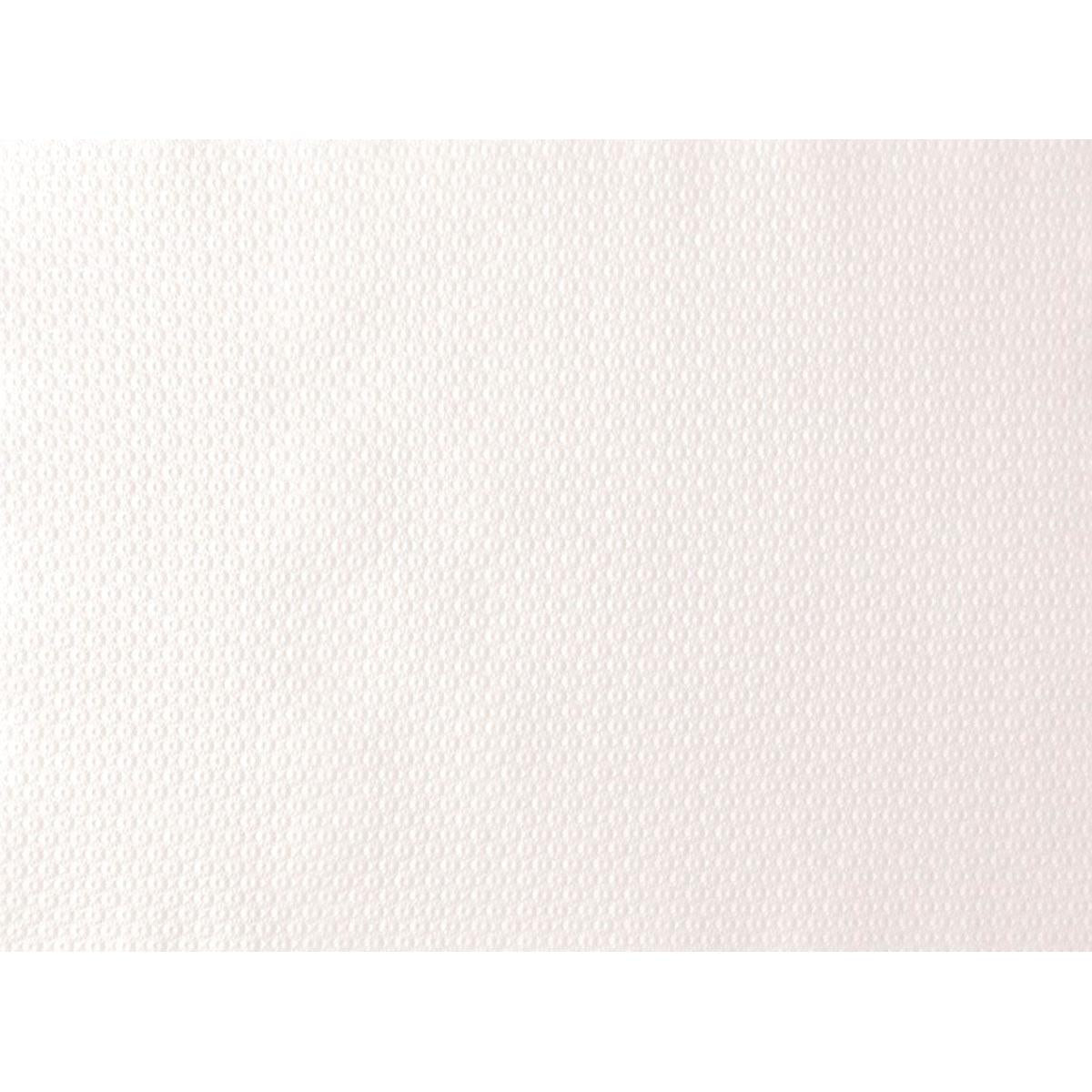 Lähikuva Duni GmbH:n valkoisesta, rakenteellisesta paperipöytäliinan pinnasta 30x40 cm (500 kpl), ihanteellinen juhliin ja tapahtumiin, hillityllä kuusikulmiokuviolla ja tasaisella valaistuksella, ilman näkyviä merkintöjä tai kuvioita.