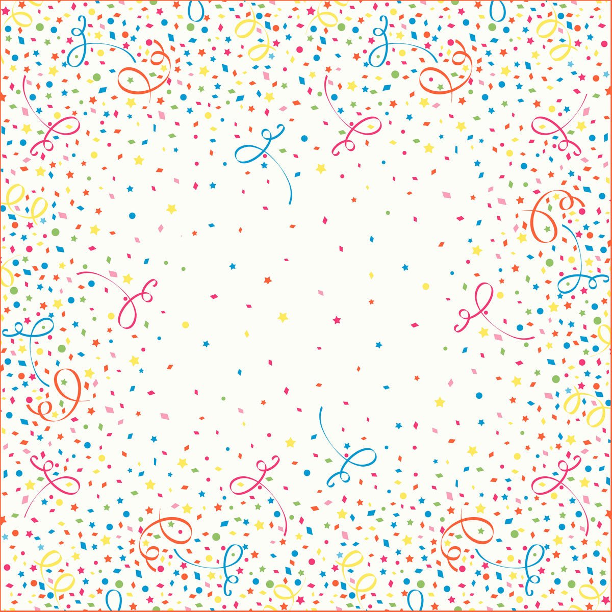 Poistuva tuote: Dunicel-keskiliinat 84 x 84 cm Confetti Duni GmbH:ltä esittelee eläväisen reunan värikkäästä konfettista, tähdistä ja kiehkuroista - ihanteellinen pöytäkoristeeksi punaisella, sinisellä, keltaisella, vihreällä ja oranssilla kirkkaan valkoisella. Pakkaus sisältää 20 kappaletta.