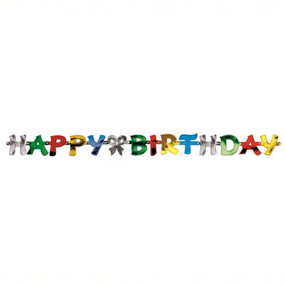 Die PAPSTAR Grußkette "Happy Birthday" (1,4 m) von der PAPSTAR GmbH ist ein farbenfrohes Banner mit bunten Buchstaben - die ideale festliche Dekoration für jede Geburtstagsparty. Sie wird im Einzelpack geliefert und sieht vor weißem Hintergrund besonders schön aus.