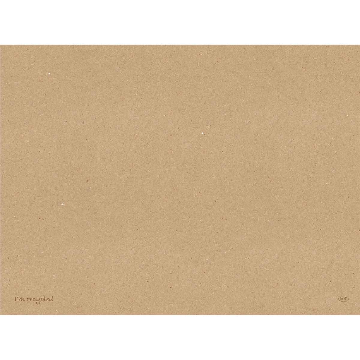 Duni GmbH:n paperiset pöytätabletit, koko 30x40 cm, on valmistettu ympäristöystävällisestä, ruskeasta kierrätyspaperista, jossa on luonnollisia pilkkuja, ja niissä on hillitty "Olen kierrätetty." kulmassa. Monikäyttöinen, pakkaus sisältää 250 kappaletta.