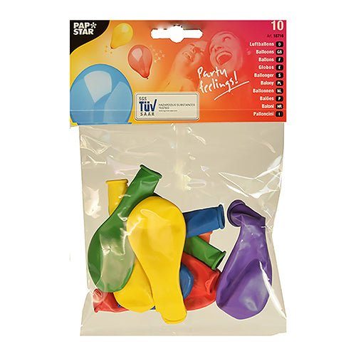 PAPSTAR GmbH ilmapallot "Rainbow" (Ø 19 cm, värikkäästi lajiteltu) toimitetaan selkeässä 10 kappaleen pakkauksessa. Juhlallisilla ilmapallokuvioilla ja tekstillä "Party feelings!" nämä tyhjät ilmapallot ovat täydellisiä jokaiselle syntymäpäivälle tai juhlaan.