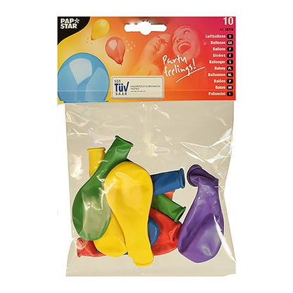 PAPSTAR GmbH ilmapallot "Rainbow" (Ø 19 cm, värikkäästi lajiteltu) toimitetaan selkeässä 10 kappaleen pakkauksessa. Juhlallisilla ilmapallokuvioilla ja tekstillä "Party feelings!" nämä tyhjät ilmapallot ovat täydellisiä jokaiselle syntymäpäivälle tai juhlaan.
