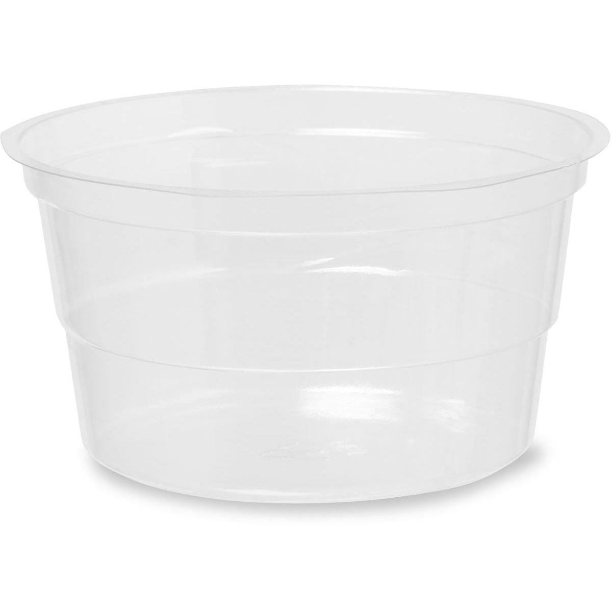 Läpinäkyvä, pyöreä rPET-lisäosa Duni GmbH:n Crystal 188004-188006 -laseille, 50 kappaleen pakkaus, tyhjänä esitettynä ulkonevalla reunalla - ihanteellinen ympäristöystävällisinä kierrätetystä PET:stä valmistettuina juomalaseina kestävään elämään.