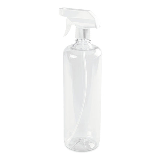 Nölle Profi Brush -suihkepullo, värillinen ja läpinäkyvä, 960 ml, valmistettu muovista Nölle Profi Brush Bürsten- & Pinseltechnik e.K., valkoisella suihkupäällä, seisoo pystyasennossa valkoista taustaa vasten.