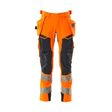 Housut riipputaskuilla, ULTIMATE STRETCH -housut, hi-vis oranssi/musta-sininen