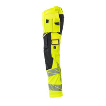 Housut riipputaskuilla, ULTIMATE STRETCH -housut, hi-vis keltainen/musta-sininen