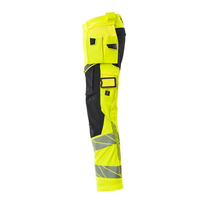 Housut riipputaskuilla, ULTIMATE STRETCH -housut, hi-vis keltainen/musta-sininen