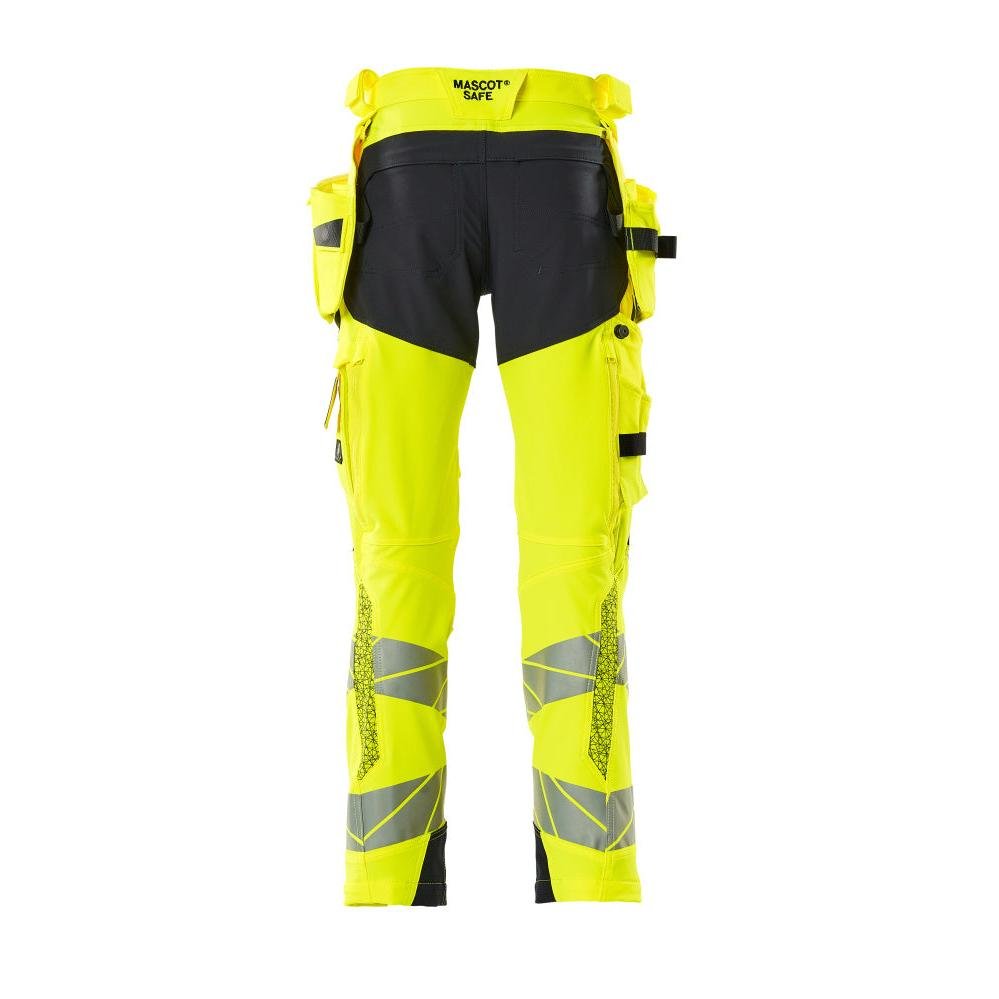 Housut riipputaskuilla, ULTIMATE STRETCH -housut, hi-vis keltainen/musta-sininen
