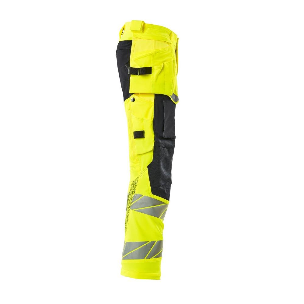 Housut riipputaskuilla, ULTIMATE STRETCH -housut, hi-vis keltainen/musta-sininen