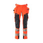 Housut riipputaskuilla, ULTIMATE STRETCH -housut, Hi-vis punainen/musta-sininen
