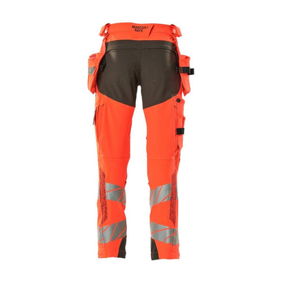 Housut riipputaskuilla, ULTIMATE STRETCH -housut, hi-vis punainen/tumma antrasiitti
