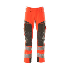 Housut polvitaskuilla, ULTIMATE STRETCH -housut, hi-vis punainen/tumma antrasiitti