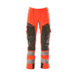 Housut polvitaskuilla, ULTIMATE STRETCH -housut, hi-vis punainen/tumma antrasiitti
