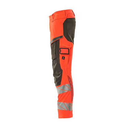 Housut polvitaskuilla, ULTIMATE STRETCH -housut, hi-vis punainen/tumma antrasiitti