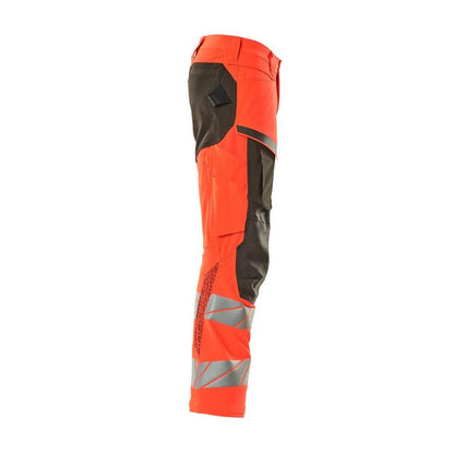 Housut polvitaskuilla, ULTIMATE STRETCH -housut, hi-vis punainen/tumma antrasiitti