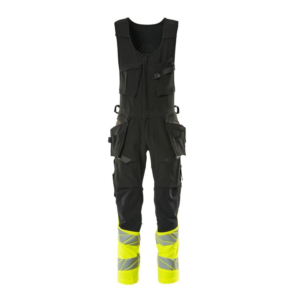 Yhdistelmähousut, riipputaskut, ULTIMATE STRETCH -yhdistelmähousut, musta/hi-vis keltainen