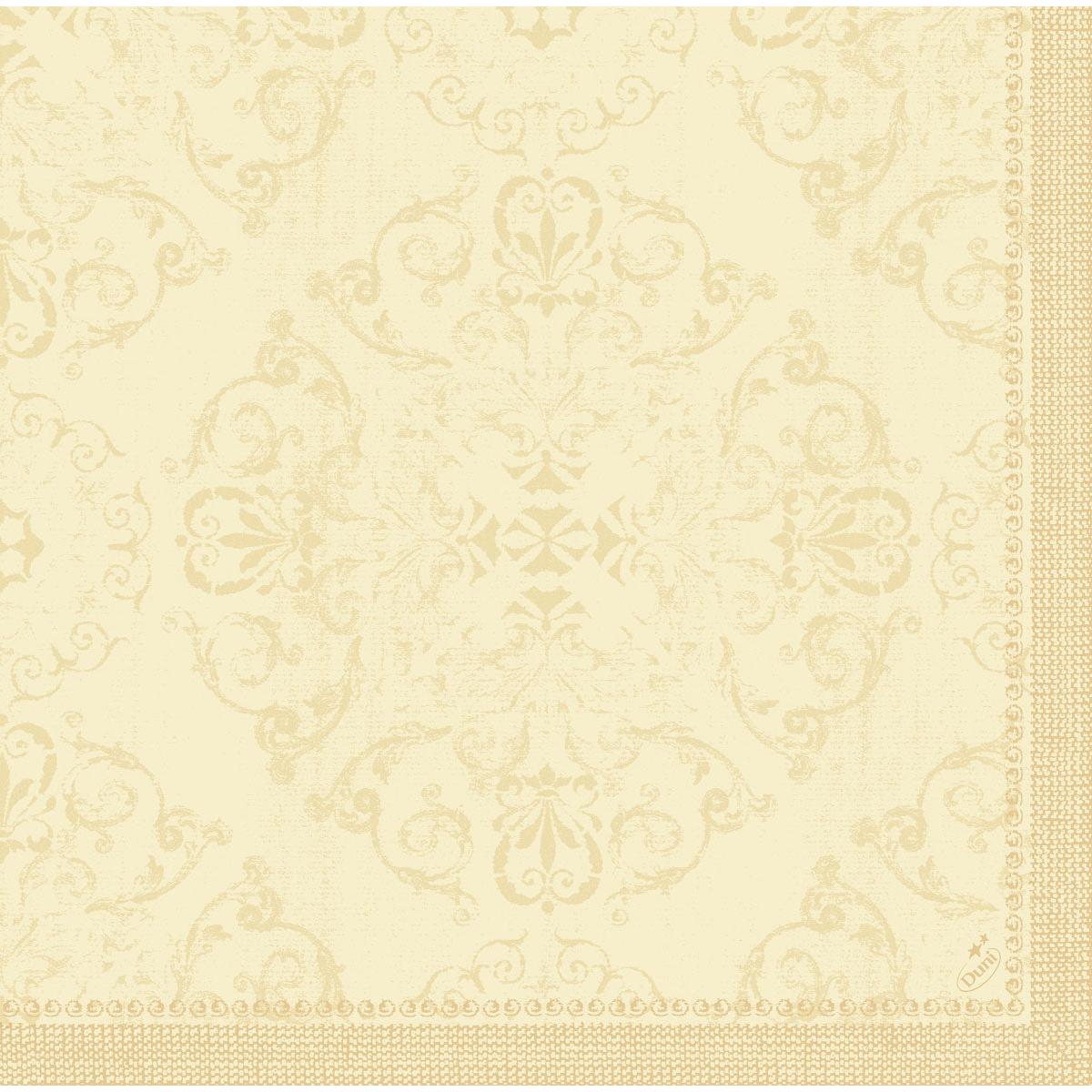 Kermanvärinen ornamenttitapetti symmetrisellä, filigraanilla kukka- ja köynnöskuviolla vintage-tyyliin - inspiroituna Duni GmbH:n Dunilin-lautasliinoista 40 x 40 cm 1/4 taitto.
