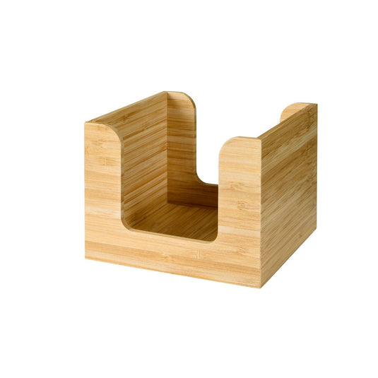 Bambuslautasliinateline 13x13 cm Duni GmbH:ltä on neliönmuotoinen lautasliinateline avoimilla sivuilla ja matalalla etuosalla. Näkyvä puunsyy antaa tälle tyylikkäälle, ympäristöystävälliselle pöytäjärjestelijälle luonnollisen ilmeen - täydellinen pitämään lautasliinat käden ulottuvilla.
