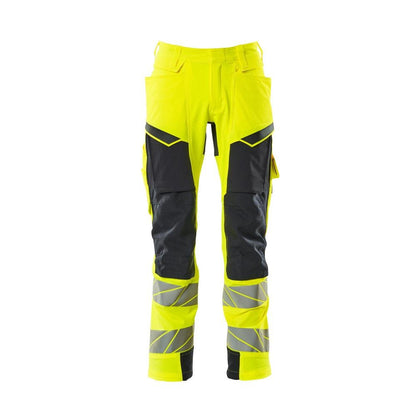 Housut polvitaskuilla, ULTIMATE STRETCH -housut, hi-vis keltainen/musta-sininen