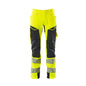 Housut polvitaskuilla, ULTIMATE STRETCH -housut, hi-vis keltainen/musta-sininen