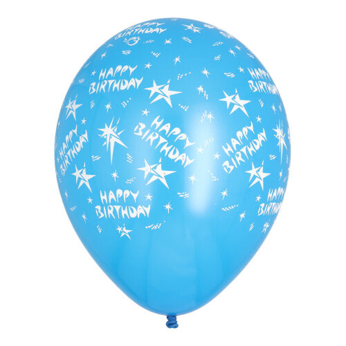 Värikäs 10 kappaleen pakkaus PAPSTAR ilmapalloa "Happy Birthday" (Ø 29 cm) PAPSTAR GmbH:lta, ihanteellinen syntymäpäiväkoristeluun, eri väreissä ja juhlallisilla painatuksilla.