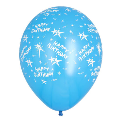 Värikäs 10 kappaleen pakkaus PAPSTAR ilmapalloa "Happy Birthday" (Ø 29 cm) PAPSTAR GmbH:lta, ihanteellinen syntymäpäiväkoristeluun, eri väreissä ja juhlallisilla painatuksilla.
