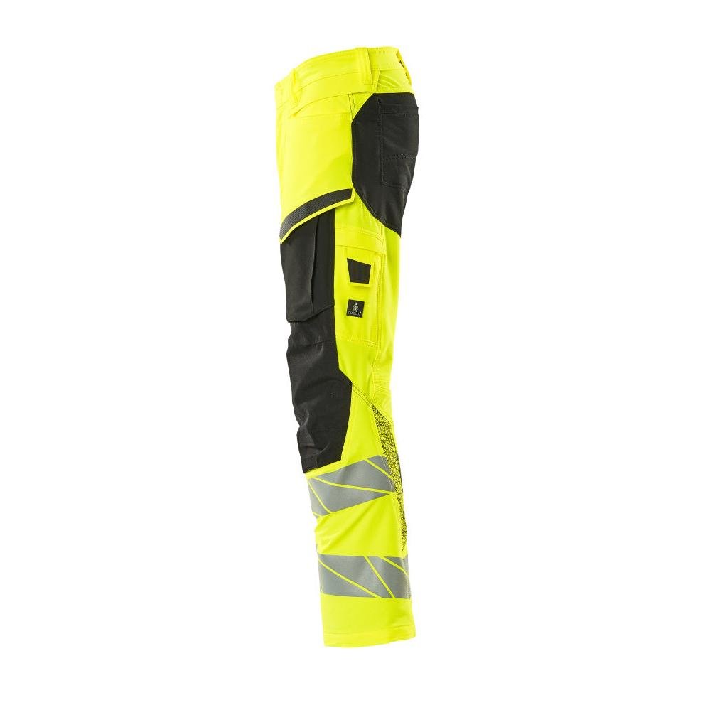 Housut polvitaskuilla, ULTIMATE STRETCH -housut, hi-vis keltainen/musta