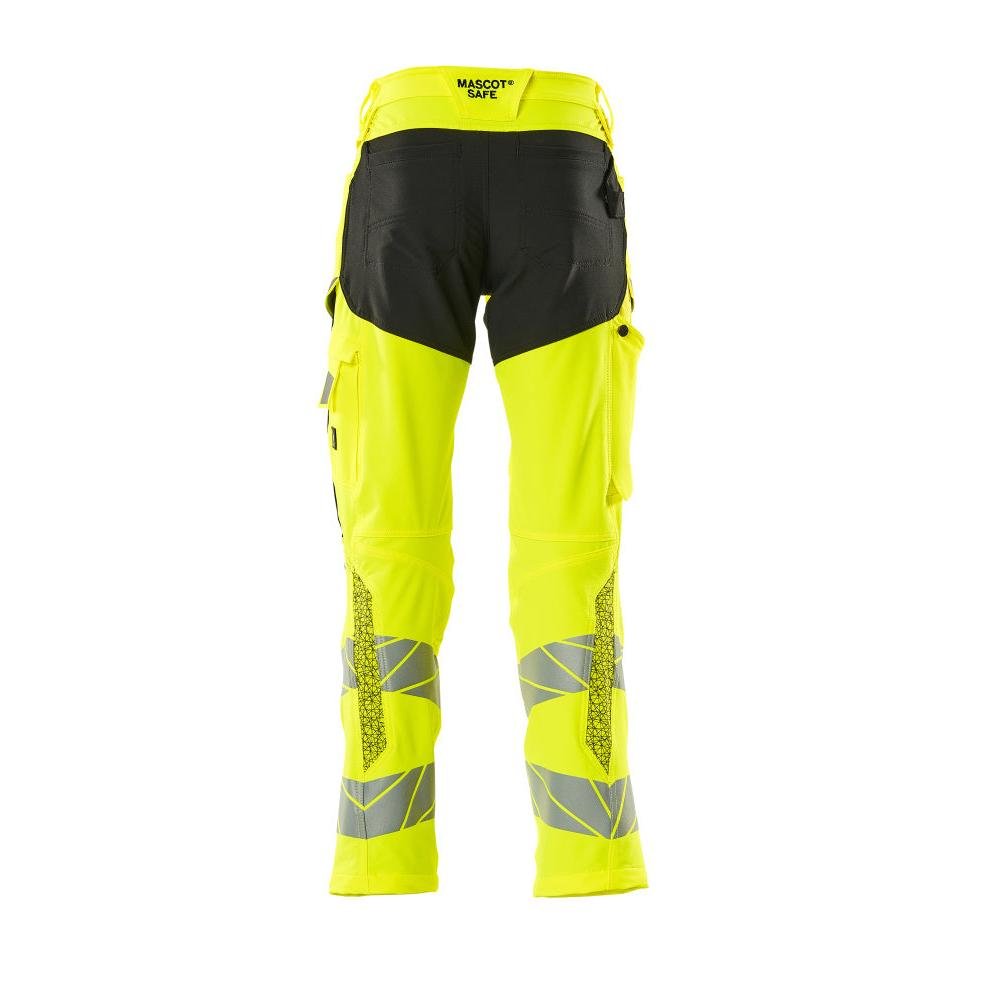 Housut polvitaskuilla, ULTIMATE STRETCH -housut, hi-vis keltainen/musta